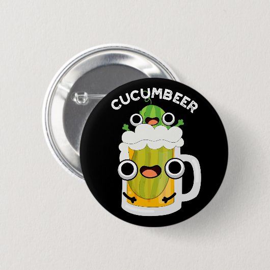 Cucum beer Funny Beer Pun Dark BG Button (Vorne & Hinten)