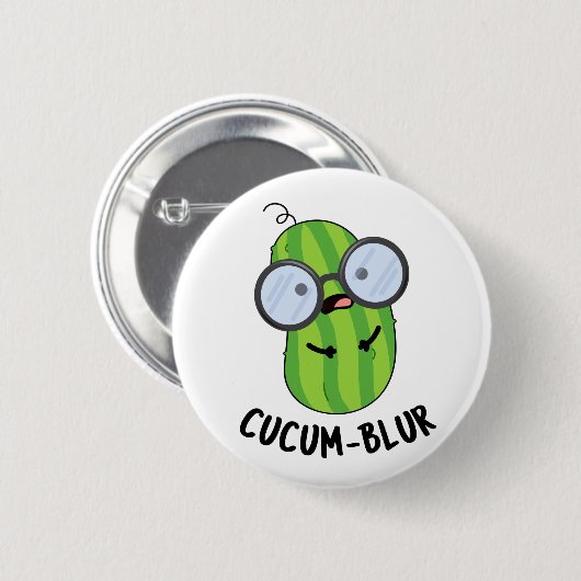 Cucum-blur Funny Veggie Cucumber Pun Button (Vorne & Hinten)