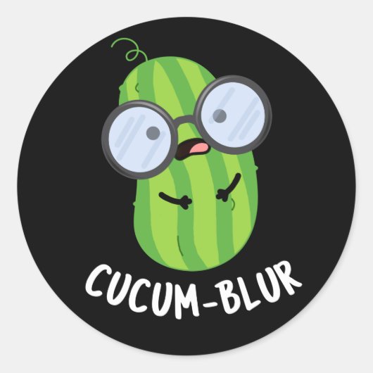 Cucum blur Funny Veggie Cucumber Pun Dark BG Runder Aufkleber (Vorderseite)