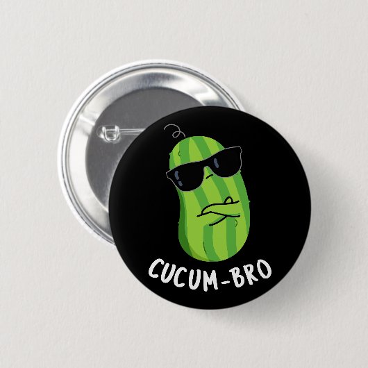 Cucum bro Funny Veggie Cucumber Pun Dark BG Button (Vorne & Hinten)