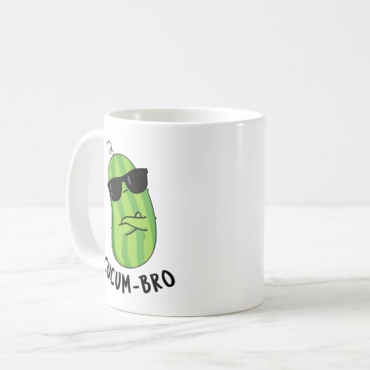 Cucum-bro Funny Veggie Cucumber Pun Kaffeetasse (Vorderseite Links)