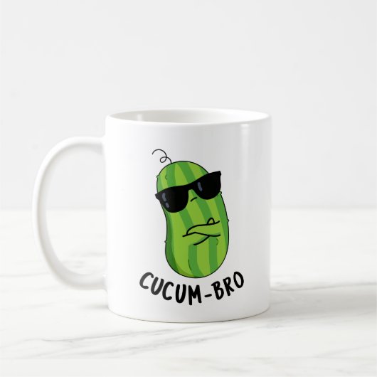 Cucum-bro Funny Veggie Cucumber Pun Kaffeetasse (Links)