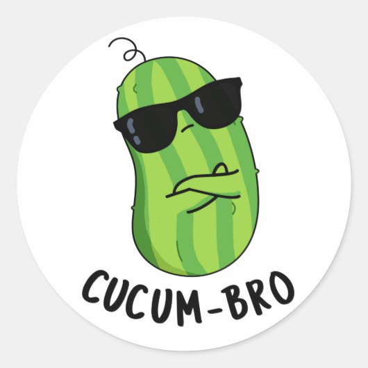 Cucum-bro Funny Veggie Cucumber Pun Runder Aufkleber (Vorderseite)