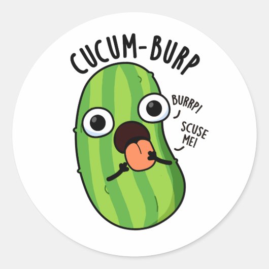 Cucum burp Funny Cucumber Pun Runder Aufkleber (Vorderseite)