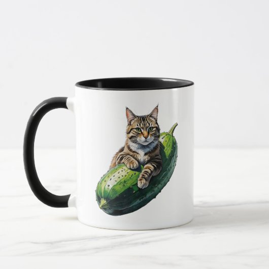 Cucumber Cat Hug - Funny Pet Lover Design Tasse (Links)
