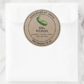 Cucumber Dill Pickles Jar Label Kraft Papierstil Runder Aufkleber (Tasche)