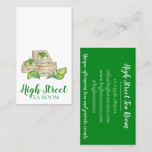 Cucumber Finger Sandwich Afternoon Tea Café Visitenkarte (Vorne/Hinten)