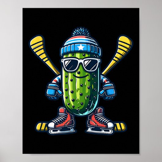 Cucumber Ice Hockey Cool Pickle Skater  Poster (Vorne)