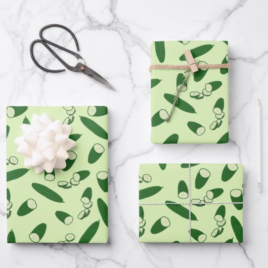 Cucumber Muster Geschenkpapier Set (Vorderseite)