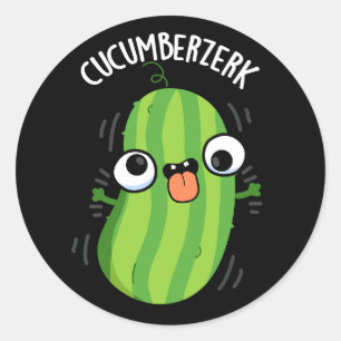 Cucumberzerk Funny Berzerk Cucumber Pun Dark BG Runder Aufkleber