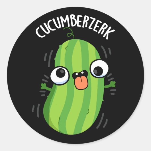 Cucumberzerk Funny Berzerk Cucumber Pun Dark BG Runder Aufkleber (Vorderseite)