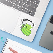 Cucumbird Funny Veggie Cucumber Pun Aufkleber (Laptop mit iPhone)