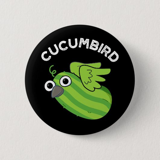 Cucumbird Funny Veggie Cucumber Pun Dark BG Button (Vorderseite)