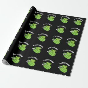 Cucumbird Funny Veggie Cucumber Pun Dark BG Geschenkpapier
