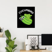 Cucumbird Funny Veggie Cucumber Pun Dark BG Poster (Heimbüro)
