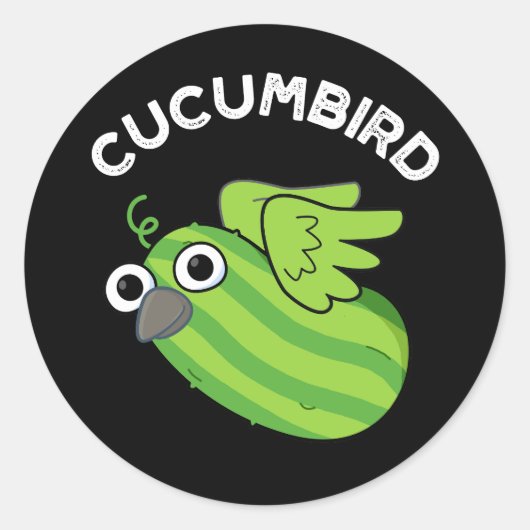 Cucumbird Funny Veggie Cucumber Pun Dark BG Runder Aufkleber (Vorderseite)