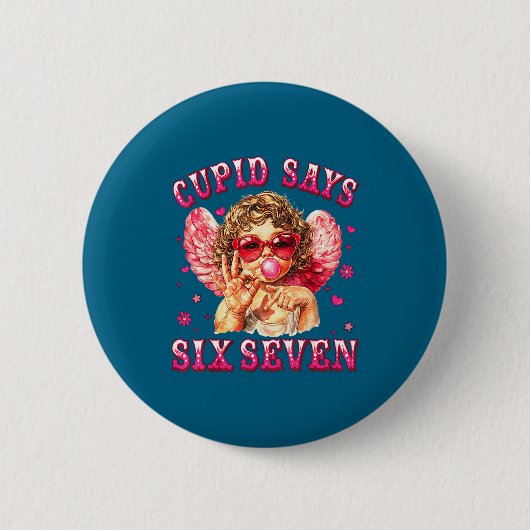 Cud sagt sechs sieben lustig 6-7 Meme Hand Valenti Button (Vorderseite)