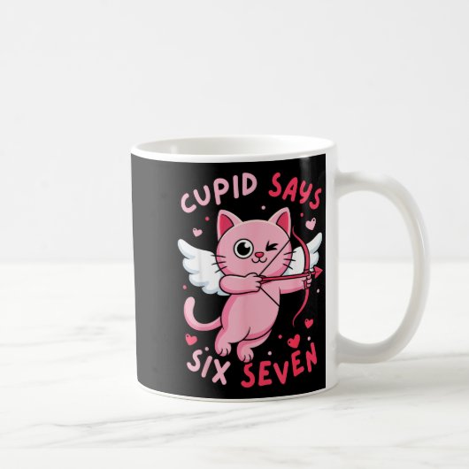 Cud Says 67 Six Seven Meme Cute Cat Valentine's Da Kaffeetasse (Rechts)