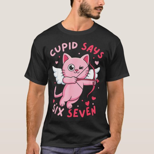 Cud Says 67 Six Seven Meme Cute Cat Valentine's Da T-Shirt (Vorderseite)