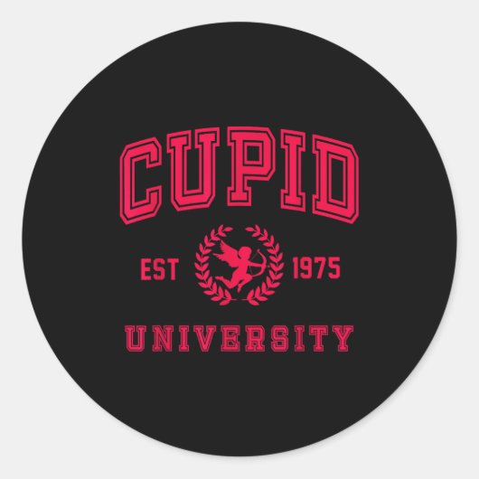 Cud University Cute Cherub Valentines Day Crest Runder Aufkleber (Vorderseite)