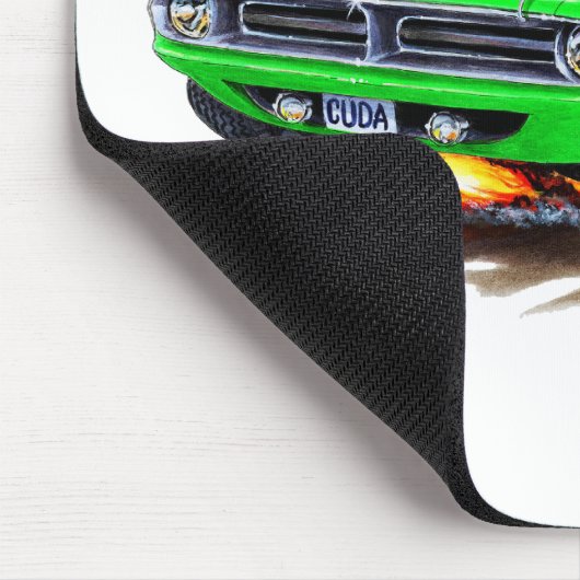 Cuda grünes Auto 1970 Mousepad (Ecke)