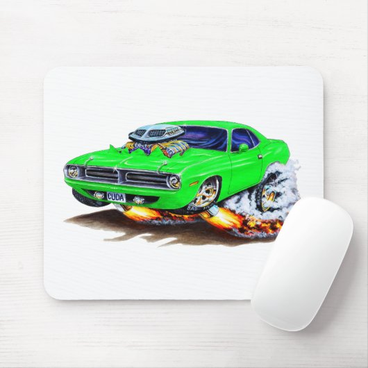 Cuda grünes Auto 1970 Mousepad (Mit Mouse)