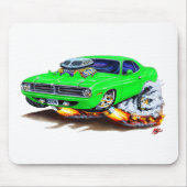 Cuda grünes Auto 1970 Mousepad (Vorne)