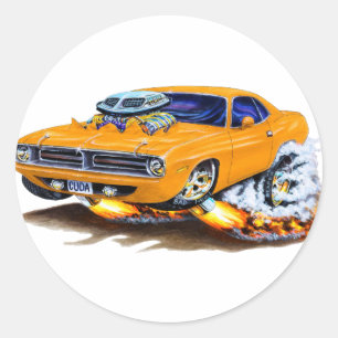 Cuda Orangen-Auto 1970 Runder Aufkleber