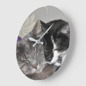 Cudddling von benutzerdefinierten Foto-Clock-Cats Große Wanduhr (Winkel)