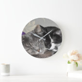Cudddling von benutzerdefinierten Foto-Clock-Cats Große Wanduhr (Zuhause)