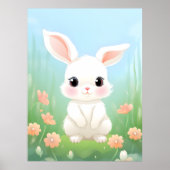 Cudded Meadow: Baby Kaninchen in Frühlingsblumen Poster (Vorne)
