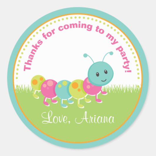 Cuddle Bug Birthday Party Gunst Tag Sticker (Vorderseite)
