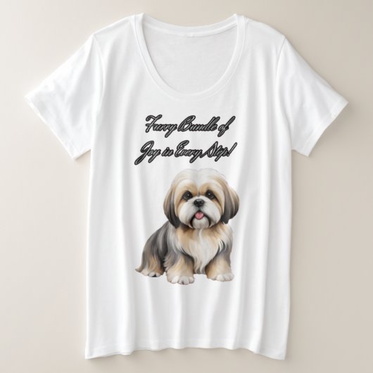 Cuddle Companion: Niedlicher Fluffy Hund in Soft H Große Größe T-Shirt (Design vorne)