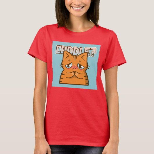 CUDDLE GINGER CAT-FUNNY NIEDLICHE T - SHIRT (Vorderseite)