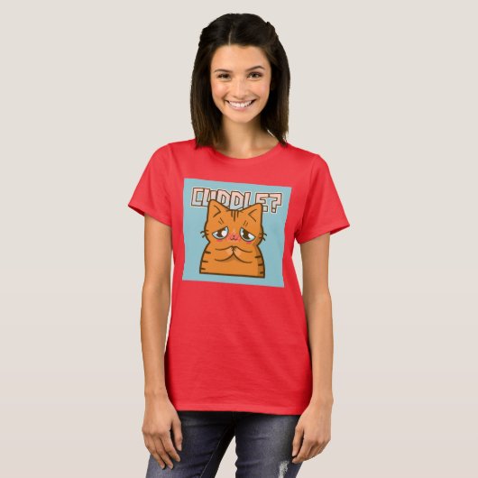 CUDDLE GINGER CAT-FUNNY NIEDLICHE T - SHIRT (Vorne ganz)