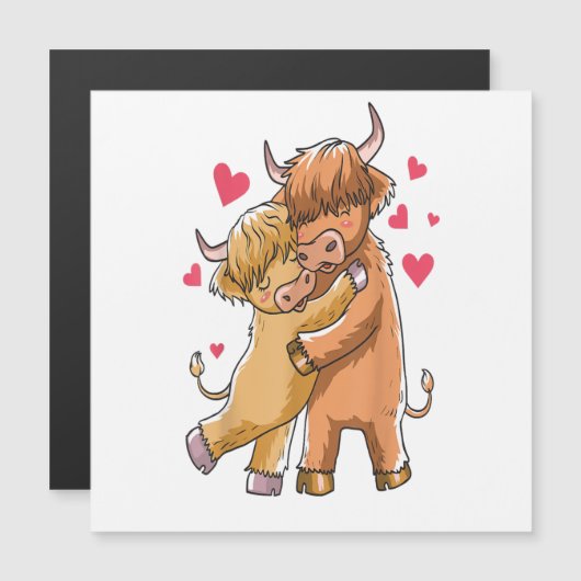 Cuddle Highland Cattle I Scottish Cow Bauern Magnetkarte (Vorne/Hinten)