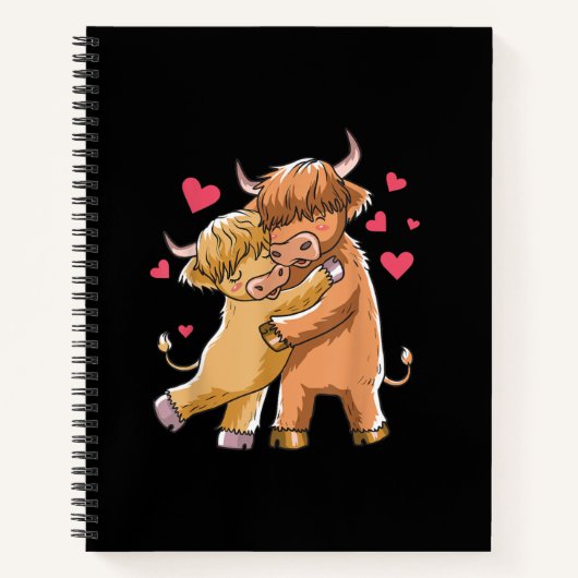 Cuddle Highland Cattle Scottish Cow Bauern Gift Notizblock (Vorderseite)