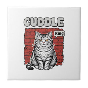 Cuddle King Vintage Katzen-Shirt Design_1 Fliese