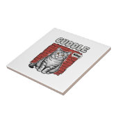 Cuddle King Vintage Katzen-Shirt Design_1 Fliese (Seite)