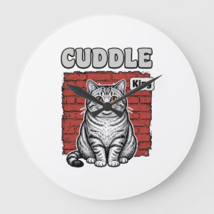 Cuddle King Vintage Katzen-Shirt Design_1 Große Wanduhr