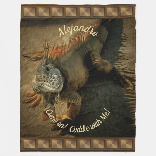 Cuddle mit Pedro der Iguana 0768 Fleecedecke (Vorderseite)