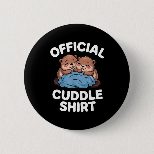 Cuddle Shirt Cute Beavers Snuggling  Button (Vorderseite)