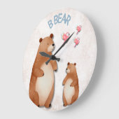 Cuddle Up: Adorable Bärendesign-Kinderzimmer Große Wanduhr (Winkel)