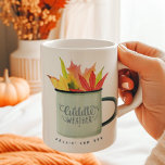 Cuddle Weather Watercolor Fall Personalized Zweifarbige Tasse<br><div class="desc">Elevate your fall experience with our "Cuddle Weather" mug, a delightful tribute to autumn's beauty. Adorned with a watercolor-style plethora of colorful fall leaves, this mug is the perfect gift for lovers, couples, best friends, and family. Make it uniquely yours by customizing the front side with a heartwarming message or...</div>
