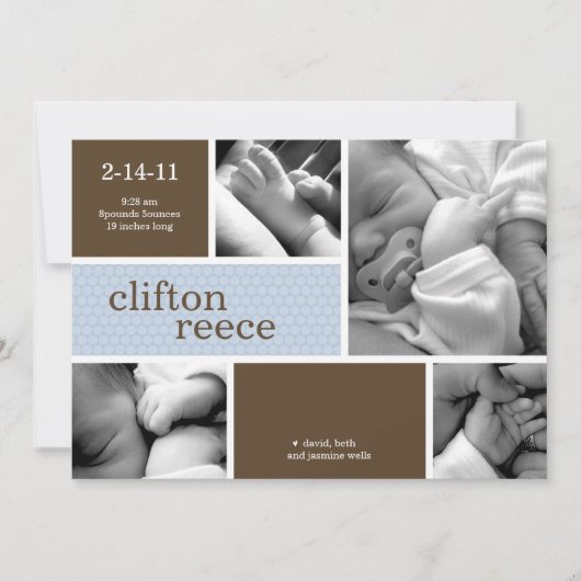 Cuddlebug Geburtsankündigung (rosa oder blau) Ankündigung (Vorderseite)