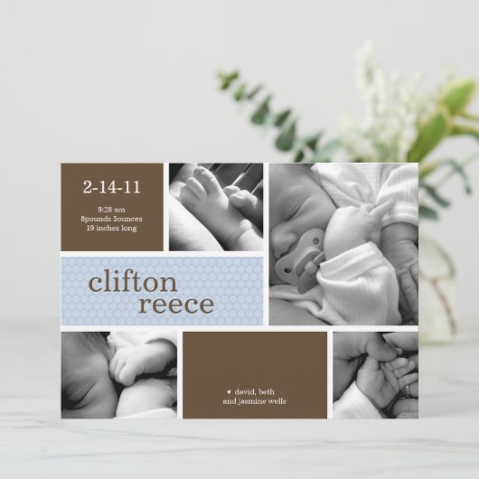 Cuddlebug Geburtsankündigung (rosa oder blau) Ankündigung (Stehend Vorderseite)