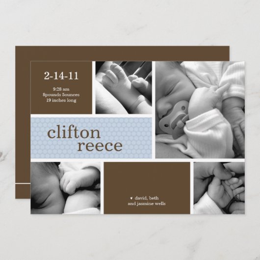 Cuddlebug Geburtsankündigung (rosa oder blau) Ankündigung (Vorne/Hinten)