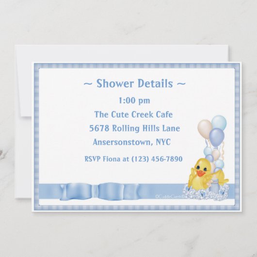 CuddleCreek® BathtubDucky Einladung (Rückseite)