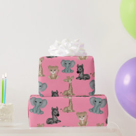 Cuddles auf Flamingo Pink Wrapping Paper Geschenkpapier
