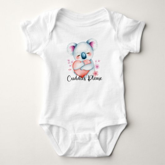 "Cuddles Bitte" Adorable Koala Bear Baby Strampler (Vorderseite)